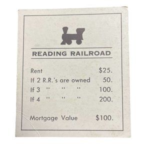 Monopoly Classic Reading Railroad Property Title Deed Card Replacement u